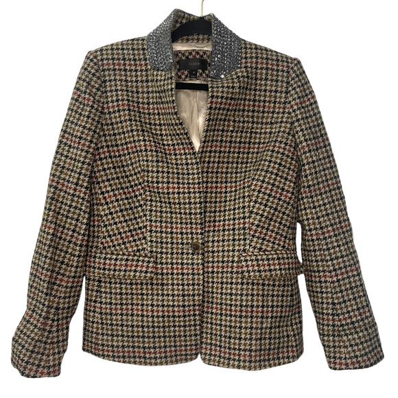 J. Crew Multicolor Plaid Blazer with Bling Collar - Picture 2 of 3